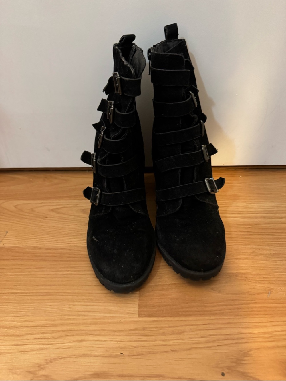 JustFab Black Strappy Buckle Ankle Boots